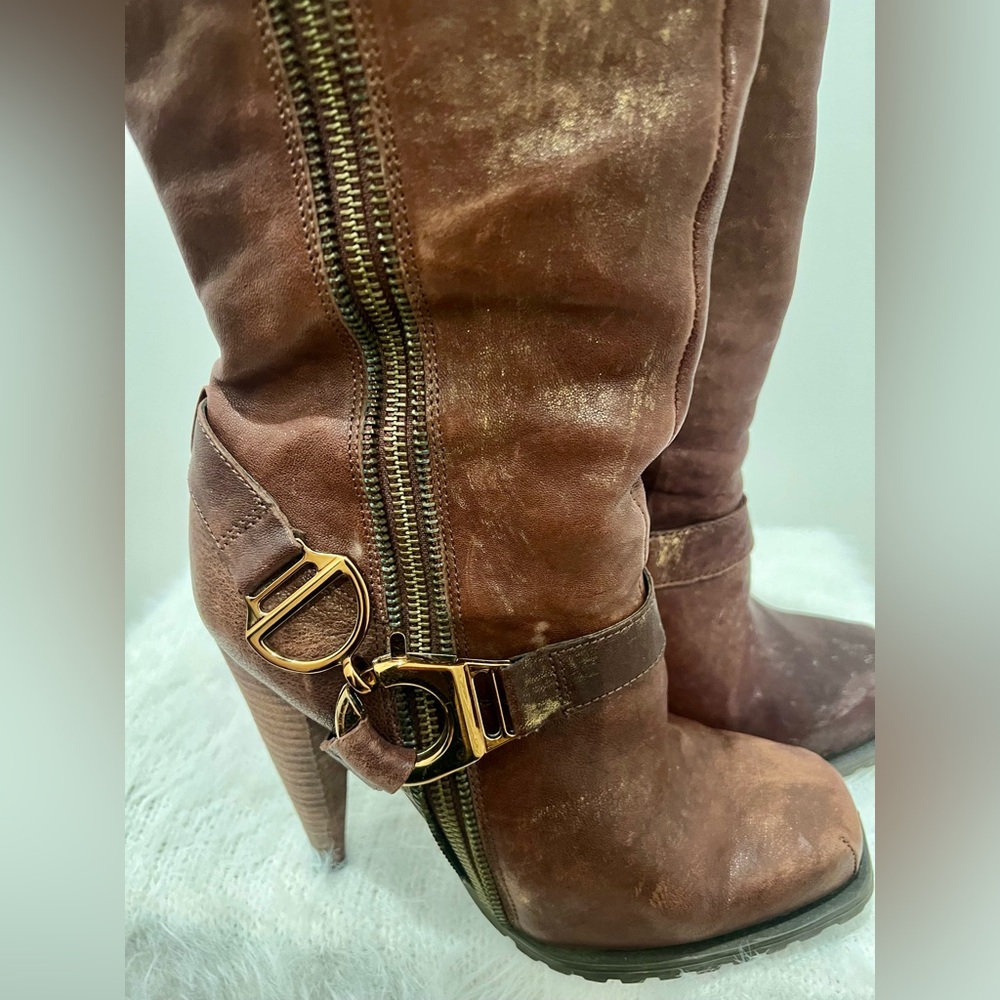 Brown Leather Knee High Boots - Picture 9 of 16